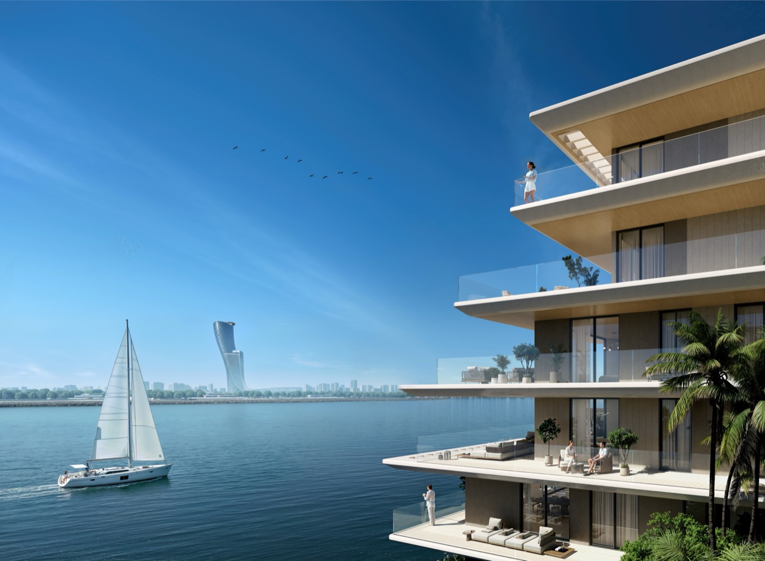 Bashayer terrace overlooking the Hudayriyat Island waterfront